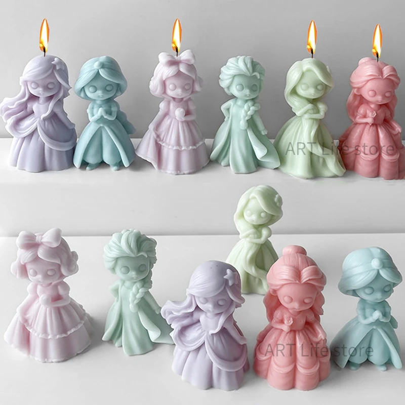 Soap Making At Home - 6 Princess Doll Silicone Candle Mold