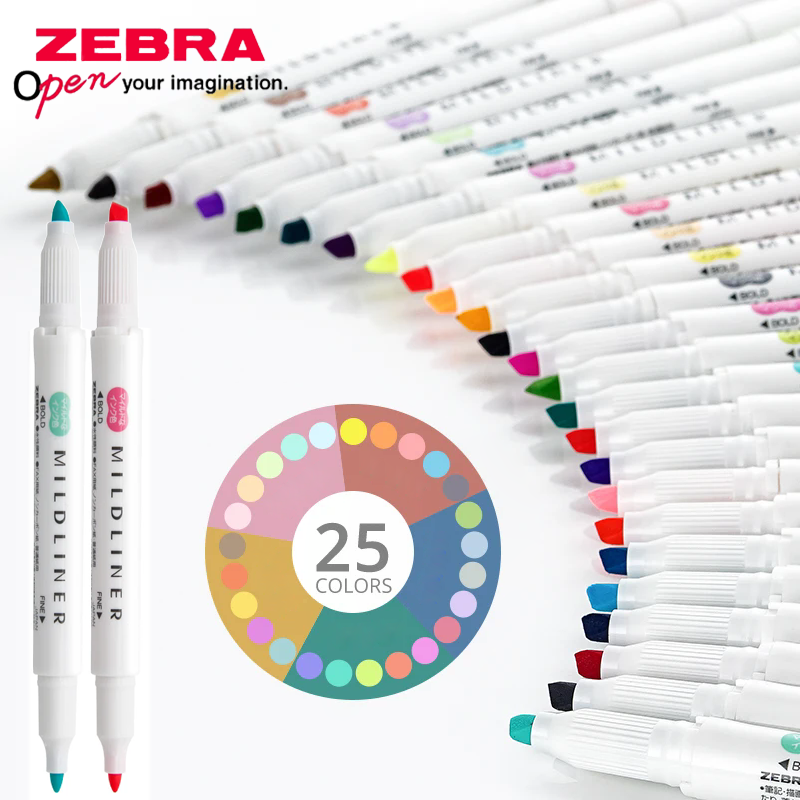 25 Colors Japan ZEBRA Mildline - Zebra Pen Mildliner ulasan dan harga